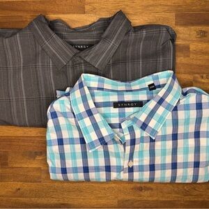[Lot of 2] Mens 4XL Big and Tall Synrgy Plaid Short Sleeve Button Down Shirts